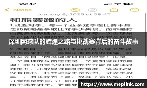 深圳网球队的辉煌之路与挑战赛背后的奋斗故事